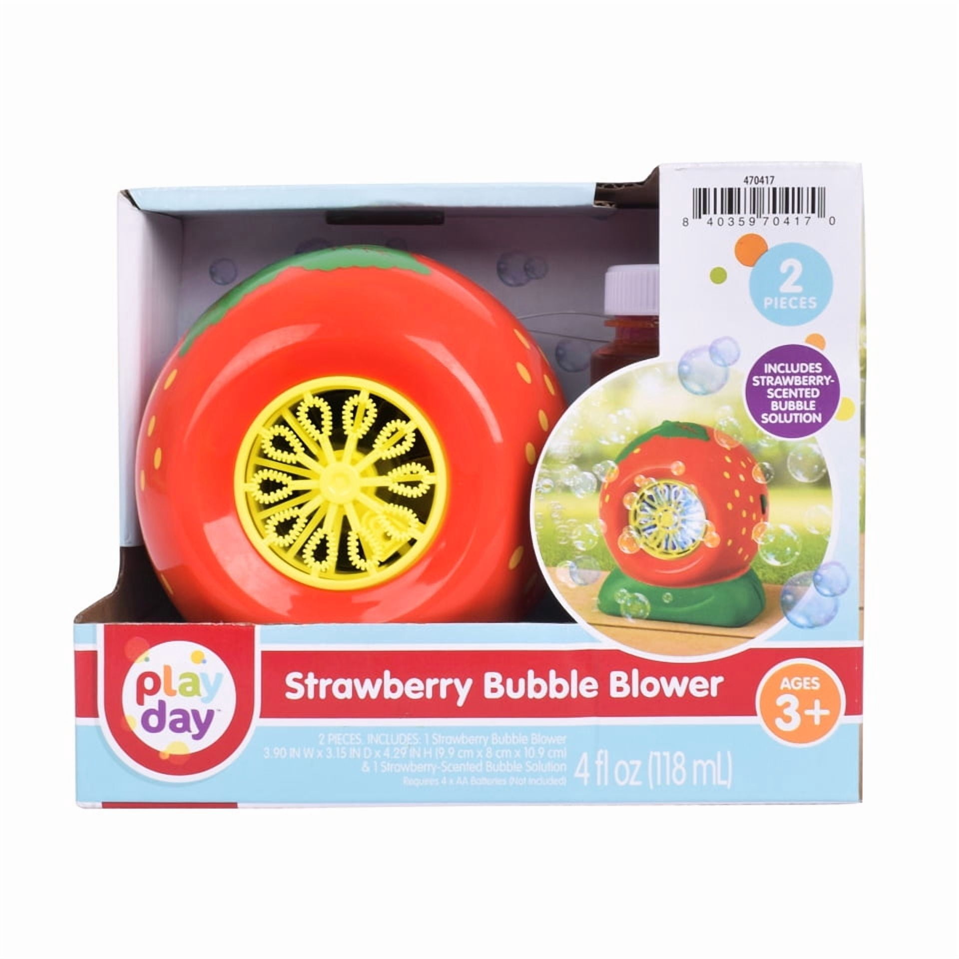 Play Day Strawberry Bubble Blower, 4 fl oz Scented Bubble Solution, Children Ages 3+