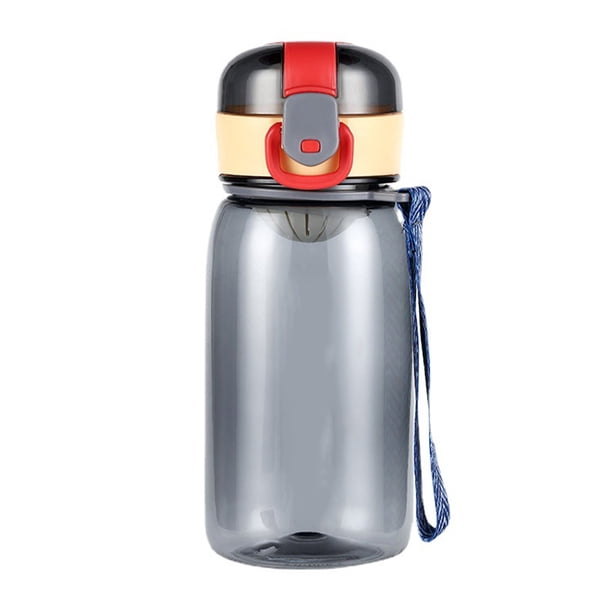 Kearding Botella de agua a prueba de fugas, 400ML, deportes, gimnasio, cubierta de rebote, taza para beber, semitransparente, para interior, estudiante, Cocina y Comedor Gris Kearding HA062969-02
