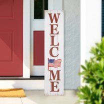 Northlight Welcome USA Flag Americana Wooden Porch Board Sign Decoration - 36"