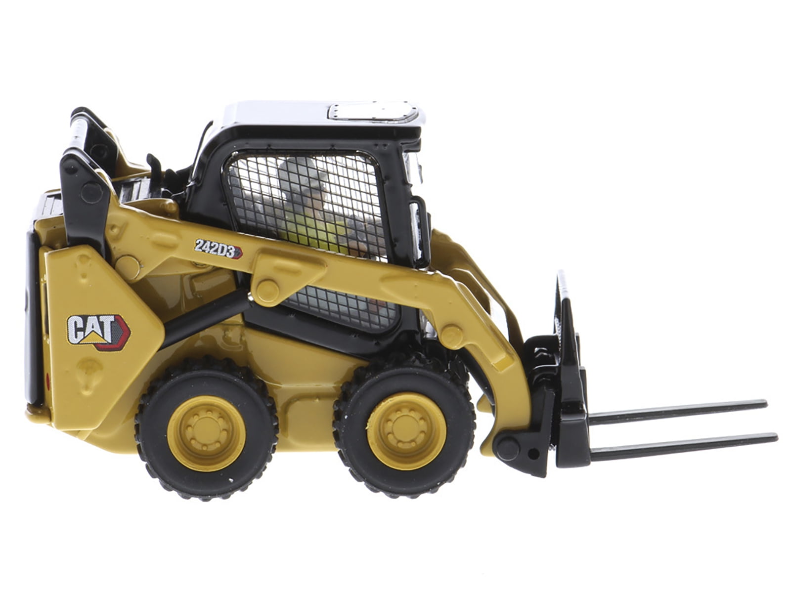 Diecast CAT Caterpillar 242D3 Wheeled Skid Steer Loader with Work Tools