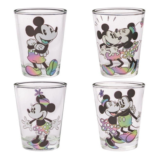 Juego de minivasos Silver Buffalo Disney Mickey Minnie, 45 ml, 4 unidades