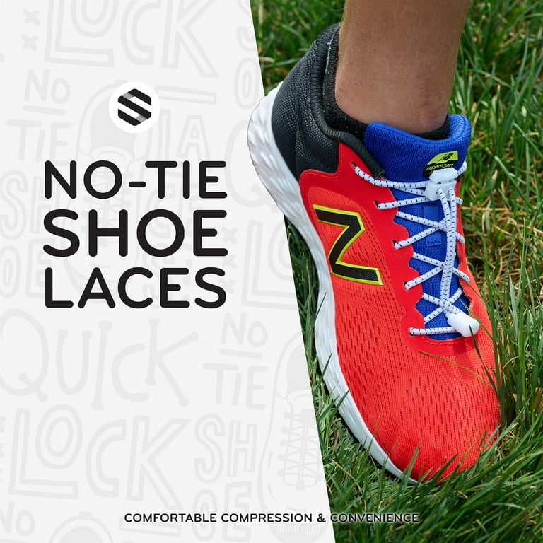 The Original Stretchlace Quick Lock No Tie Shoelaces Elastic Shoe Laces One Size Fits All Turns Footwear Into Speedy Slip On Shoes White