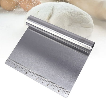 

Podplug Stainless Steel Bench Scraper & Dough Cutter - Multi Function Kitchen Tool Scoop Scraper Best Pizza and Dough Cutter Set of 2