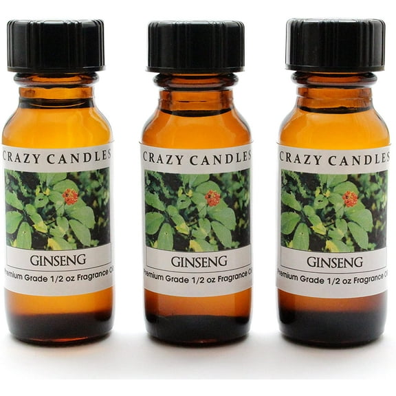 Crazy Candles Ginseng 3 Bottles 1/2 FL Oz Each (15ml) Premium Grade Scented Fragrance Oil Made in USA