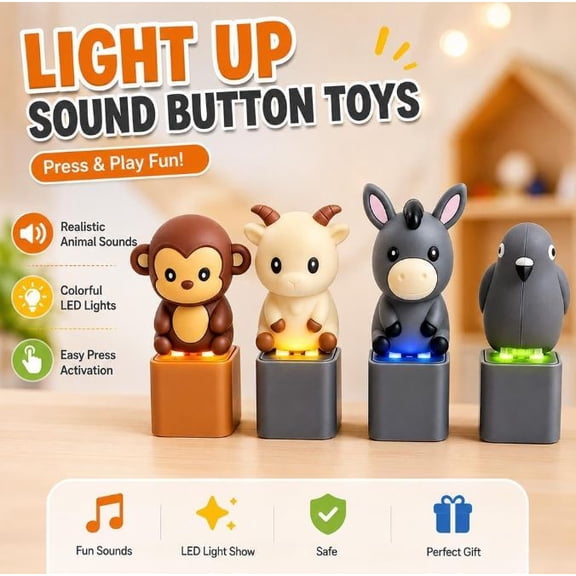1PC Cute Animal Keyboard Fidget Button Portable Keyboard Clicker Keychain with LED Light Stress Relief Animal Keychain for Desk Office Novelty Gifts