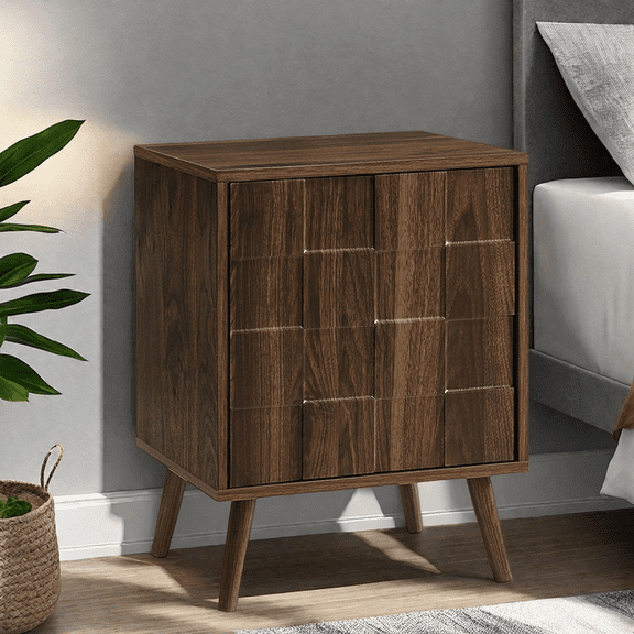 MIDOQIN Nightstand, Mid-century Modern Bedside Table with Adjustable Shelf & Latch Mechanism Door Small Accent End Table