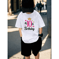 thumbnail image 4 of MAWOTEA Girl's Birthday Crown Hearts and Stars Print T-shirt For Kids Birthday Celebration,Size 4 Years-12 Years, 4 of 5