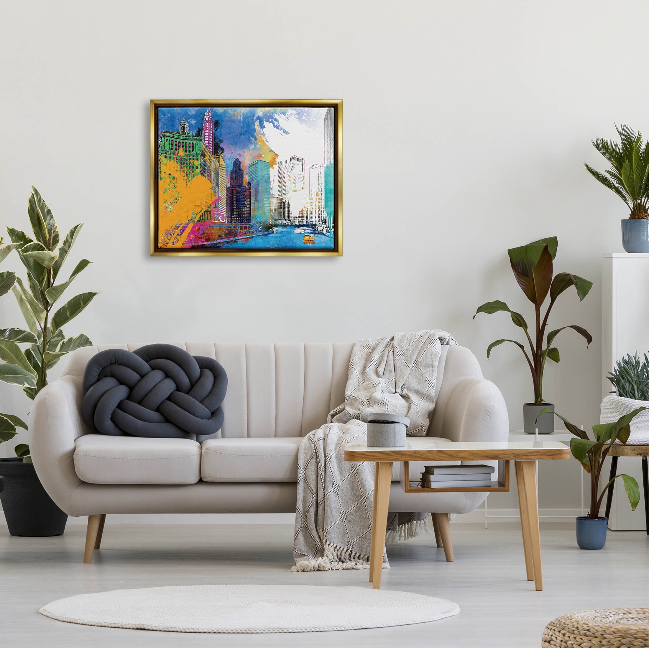 Stupell Industries Urban City Buildings Collage Graphic Art Metallic Gold Floating Framed Canvas Print Wall Art, Design by Porter Hastings
