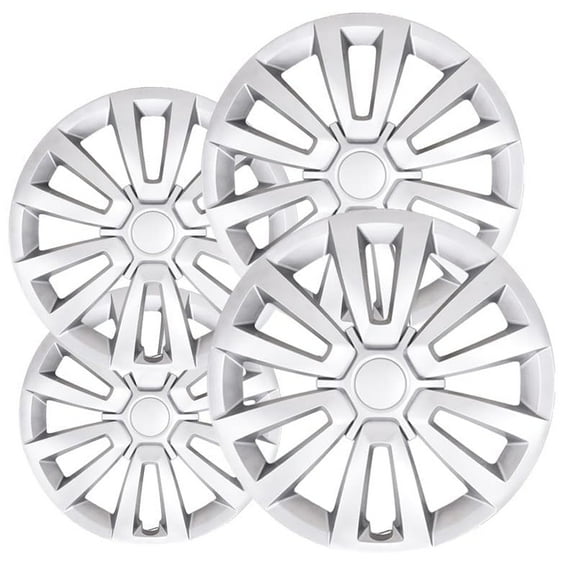 Fuel Rider Set of 4 16 inch Silver Snap-On Hubcaps with 12 Spoke Compatible with 2012-2019 Volkswagen Beetle Standard Steel Wheel Covers