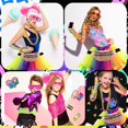 thumbnail image 7 of 80s Costume Accessories for Women, 17Pcs 80s Retro Party Dress with Net Yarn Skirt, Fanny Pack, Fingerless Fishnet Gloves, Necklace, Bracelet, Earring, Party Accessories For Women, 7 of 7