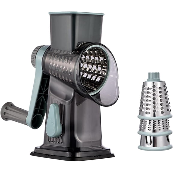 Hand Crank Rotary Grater with Replaceable Blades, Vegetable Shredder