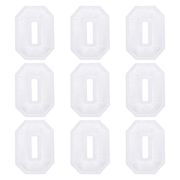 Uxcell Iron on Number Patches 2" Number 0 Embroidered Patch (White, Pack of 9)