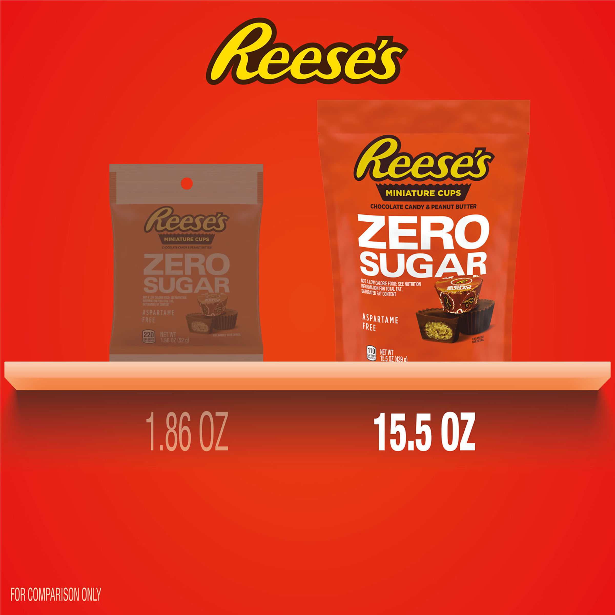 Reese's Zero Sugar Miniatures Chocolate Peanut Butter Cups Candy - 15.5 oz- Pack of 2