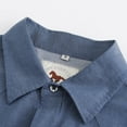 thumbnail image 4 of Coevals Club Mens Denim Pearl Snap Western Cowboy Work Cotton Button up Two Pockets Short Sleeve Shirts 03 Blue 3X-Large, 4 of 7