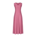 thumbnail image 4 of LYXSSBYX Summer Dresses for Women 2024 Sundresses for Women Maxi Dresses for Women Women Casual Holiday Style Hollow Out Long Dress Solid Color Loose Sleeveless V-Neck Camisole Dress, 4 of 6