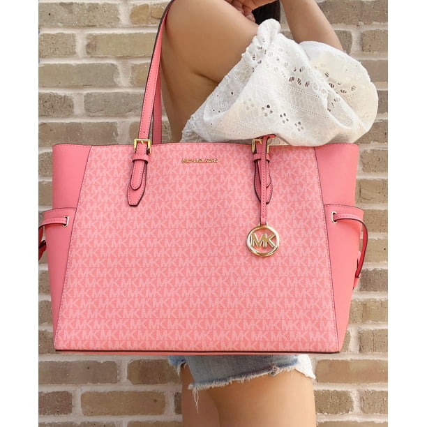 Michael Kors Gilly Large Drawstring Top Zip Tote Grapefruit Pink Mk