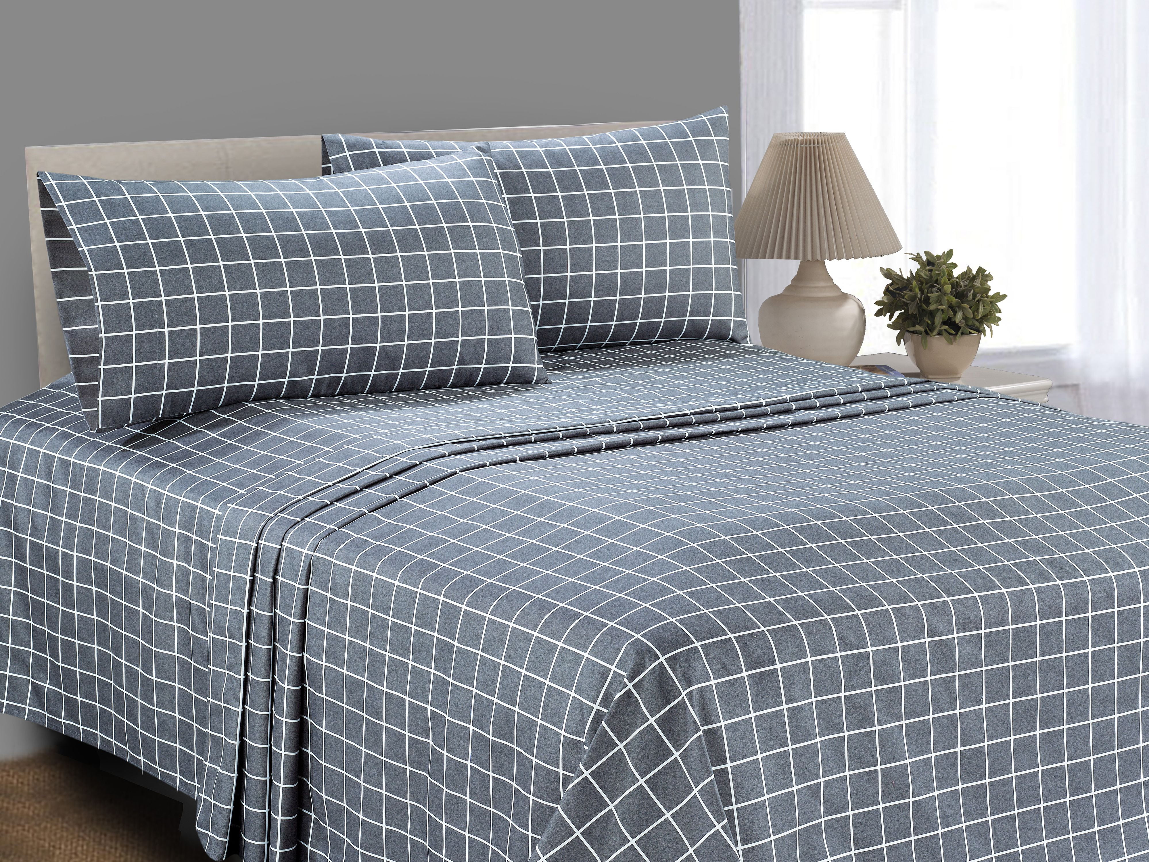 Grey Plaid Sheet Set 
