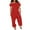 Red, variant on QATAINLAV Linen Jumpsuits for Women Loose Fit Off Shoulder Rompers Casual Short Sleeve Wide Leg Overalls Plus Size Solid Color Jumpers One Piece Pants, Red, S