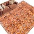 thumbnail image 2 of Boho Orange Area Rug 5x8 FT, Non Slip Bedroom Throw Carpet, Country Style Bohemian Floral Retro Tribal Washable Soft Floor Carpet Non-Shedding Rug for Living Room Nursery Dorm Office, 2 of 9