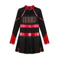 thumbnail image 3 of TSSOE Girls Cheer Leader Sequins Long Sleeve Dress Cheering Dancing Performing Team Competition Black&Red 16, 3 of 5