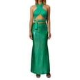 thumbnail image 1 of TRKIYQC Conjuntos de 2 piezas de verano para mujer sin mangas con cuello colgante + falda de cola de sirena con lentejuelas de cintura alta TRKIYQC moda, 1 of 9