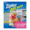 Ziploc® Big Bags, X-Large, Secure Double Zipper, 4 ct, Expandable Bottom, Heavy-Duty Plastic, Built-In Handles, Flexible Shape to Fit Where Storage Boxes Can't