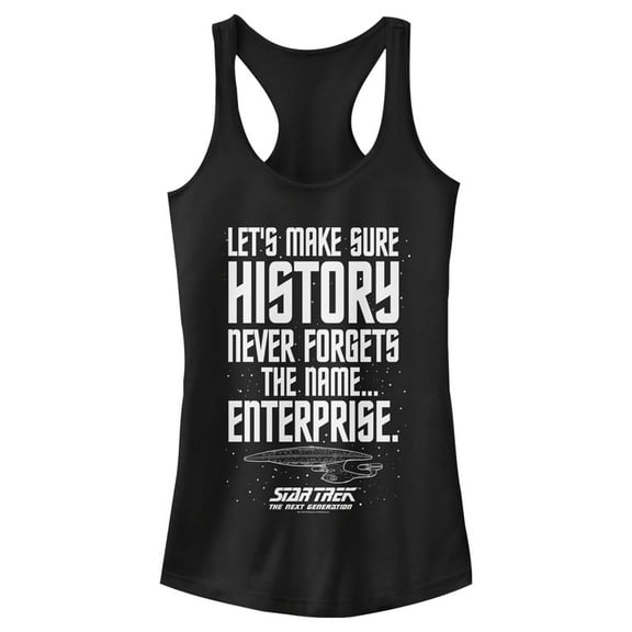 Junior's Star Trek: The Next Generation Let's Make Sure History Never Forgets The USS Enterprise Racerback Tank Top Black Small