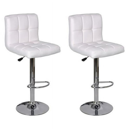 Kitchen Height Adjustable Bar Stools - White - 2 Piece