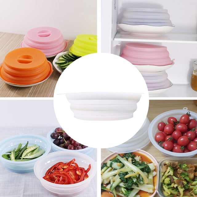 Cubierta plegable para platos de alimentos para microondas Fácil agarre Múltiples usos Fácil de almacenar, Versátil, Gadget de preparación de comidas blanco Sunnimix Cubierta para salpicaduras de microondas