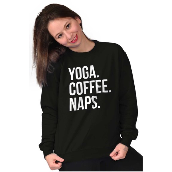 Yoga Coffee Naps Meditation Fitness Women Plus Size Crewneck Sweatshirt Brisco Brands 2X