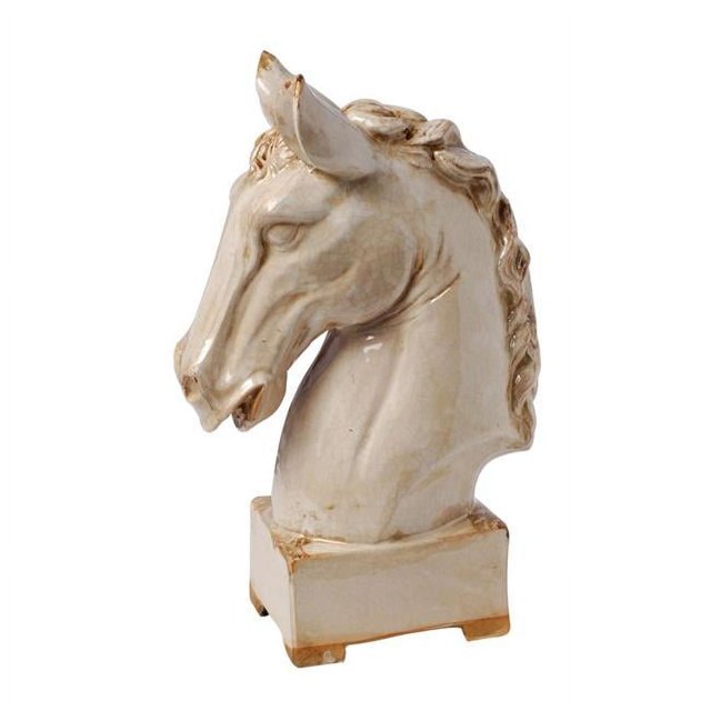 Benjara BM206726 Large Transitional Style Ceramic Horse Head Decor Piece - Beige