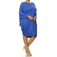 thumbnail image 2 of Women's Plus Size Casual Solid Loose Fit 3/4 Sleeve Dolman Sleeve Midi Dress, 2 of 5