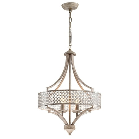 

Fleuver Weathered Brown 4-Light Metal Chandelier with Crystal Shade