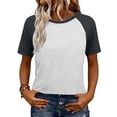 thumbnail image 3 of Frostluinai Raglan Shirt Women Color Block Short Sleeve Baseball Jersey Shirts Casual Loose Summer Tops Lightweight T Shirts for Ladies, 3 of 9