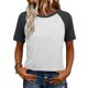 thumbnail image 1 of Camisetas de manga corta de verano para mujeres Moda de manga de raglan Color bloqueado cuello redondo Blusa casual Camisetas de manga corta de mujer Casual, 1 of 8