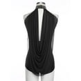 thumbnail image 4 of Runhomal Women's Lyrical Dance Costume Ballet Leotard Glittery Rhinestones Sheer Mesh Ruched Drape Cutout Back Leotard Black M, 4 of 7