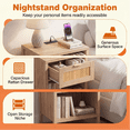 thumbnail image 5 of Giantex Rattan Nightstand, Wood Bedside End Table w/USB Ports for Bedroom, Oak, 5 of 9