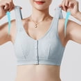 thumbnail image 5 of Feancey Plus Size Everyday Bras for Women Button Front Closure Bra Wide Strap Breathable Wireless Brassieres Full Coverage Casual Support Lift Up Bralettes Blue XXL, 5 of 6