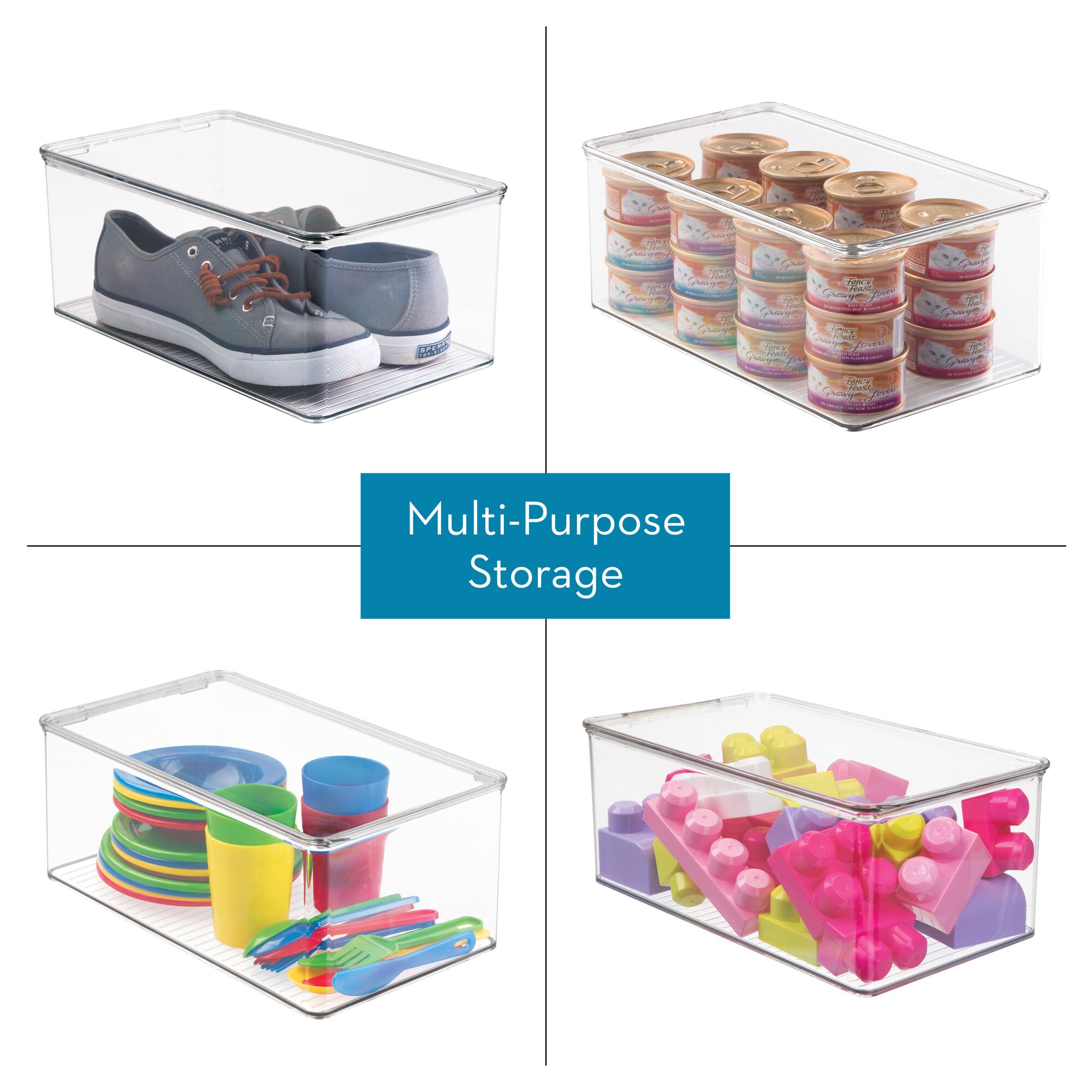 iDesign Stackable Closet Organizer Box with Lid, Recycled Plastic, Clear