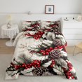 thumbnail image 2 of jejeloiu Rustic Pine Cone Christmas Red Berry Tropical Plant Leaves Twin Comforter Set,Reversible Lightweight Room Decor,2pcs, 2 of 8