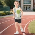 thumbnail image 5 of Modern Dots Squares in Green and Gray Vest Undershirt Tank Top Sleeveless Quick Dry 9-10Y, 5 of 7