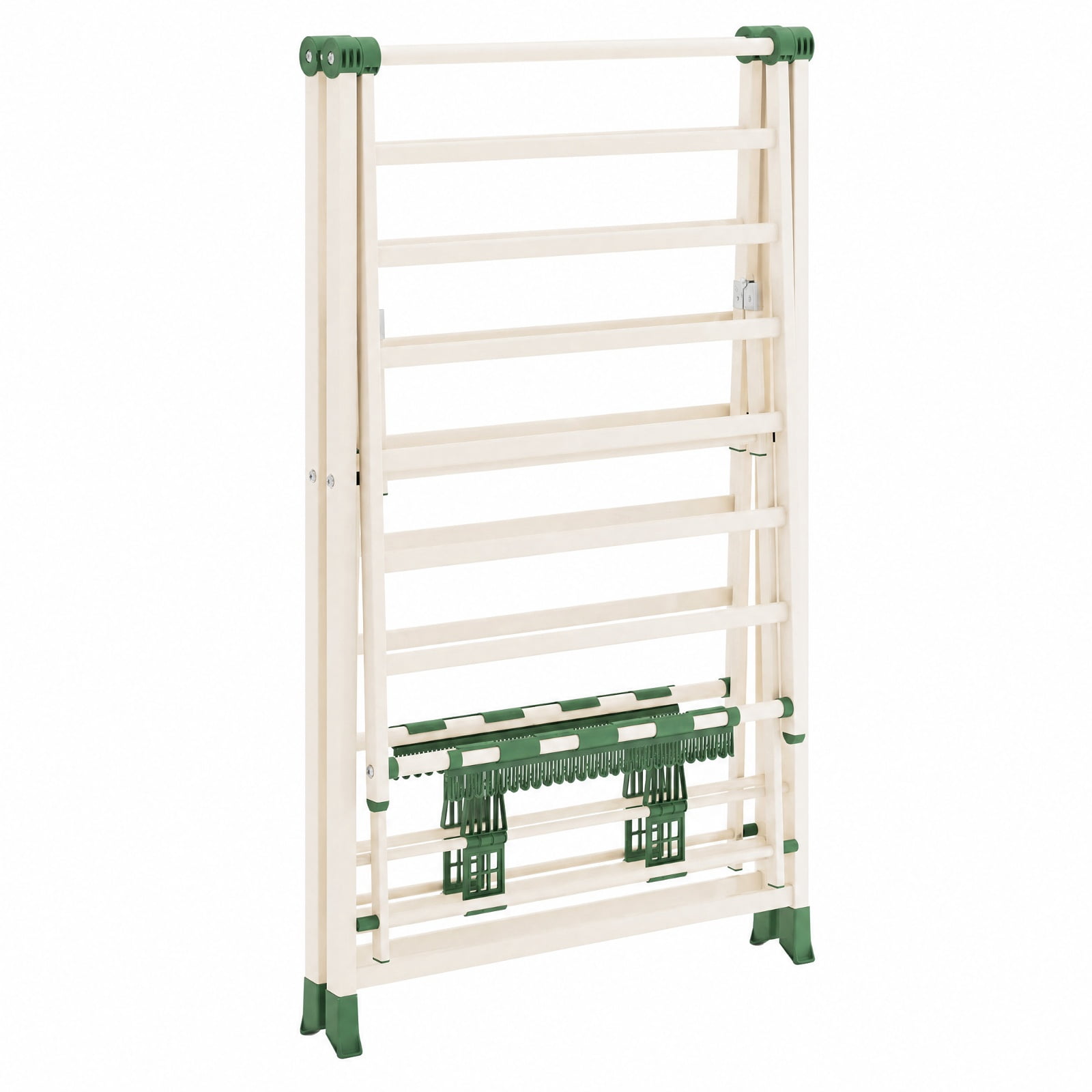 Vebreda Foldable Clothes Drying Rack, 64 Inches Clothes Drying Rack with Height Adjustable Wings, Spacious 2-Tier Drying Space
