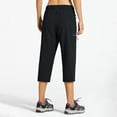 thumbnail image 3 of MASKERT Women's Capri Pants-Lightweight Quick Dry Cargo Hiking Capris Travel Casual Cropped Pants Zipper Pockets Black（Size XS-XXXL）, 3 of 8