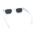 thumbnail image 5 of Small Thick Beveled Horn Rim Rectangle Plastic Mod Fashion Sunglasses White - Silver Mirror, 5 of 7