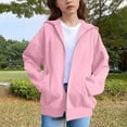 thumbnail image 2 of FAIWAD Girls Zip Up Hoodie Kids Trendy Oversized Long Sleeve Sweatshirt Cute Ear Casual Athletic Pockets Outwear 5-15 Years, 2 of 8
