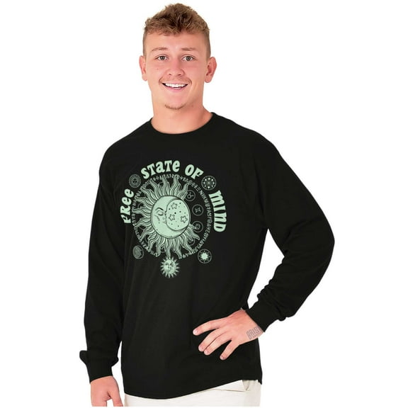 Free State of Mind Celestial Sun Moon Long Sleeve TShirt Men Women Brisco Brands S
