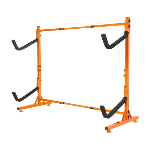 Heavy-duty Kayak and Canoe Storage Rack, Adjustable Padded Stand for 2 Boats or Paddleboards, Indoor Outdoor Garage Use, 175 lb Capacity.