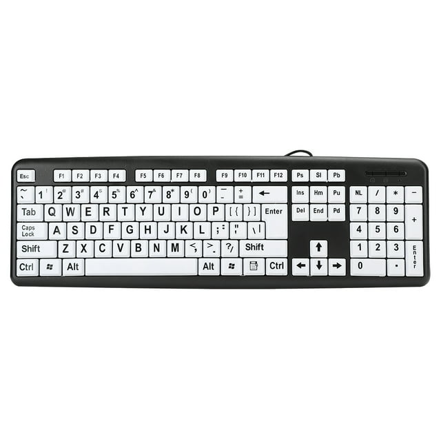 Large Print Wired Keyboard High Contrast Wired Keyboard Lightweight Oversized Print Letters USB Keyboard with 104 Keys for Elderly Weak Sight Visually Impaired