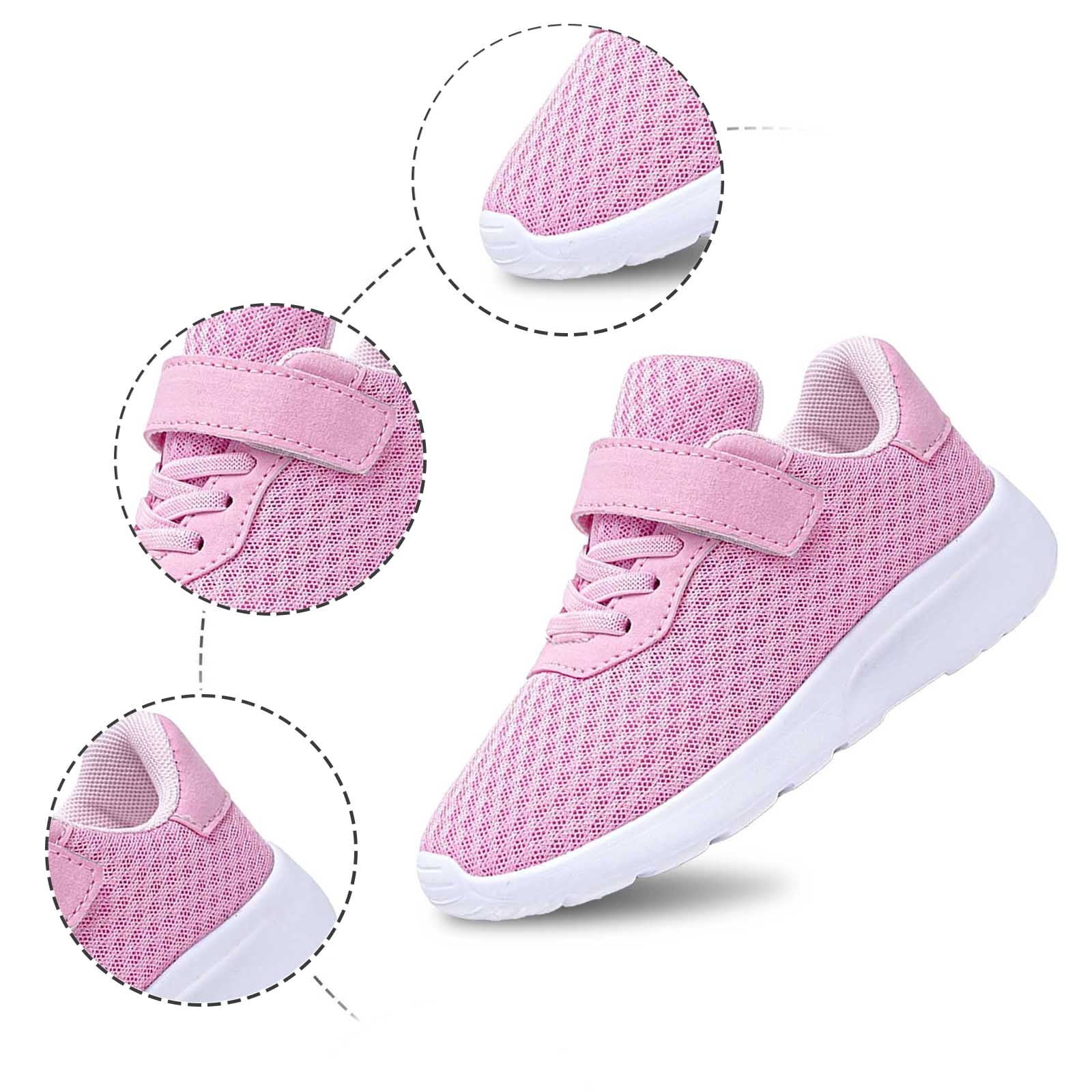 lnmuld Kids Sneakers Girls Sneakers Lightweight Breathable Mesh Running Shoes for Kids Comfortable Fashion Athletic Footwear Solid Color Design Girl Sneakers Size:8-9 Years