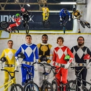 Morphsuits الكبار الأحمر حارس القوة Morphsuit الرجال خارقة الهوى فستان زي هالوين الأحمر XL
